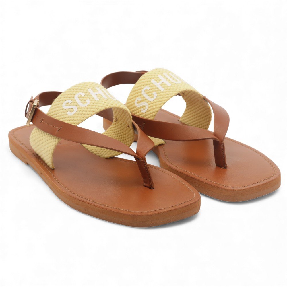 Sandália Flat Schutz Bico Quadrado Pesponto Caramelo 3