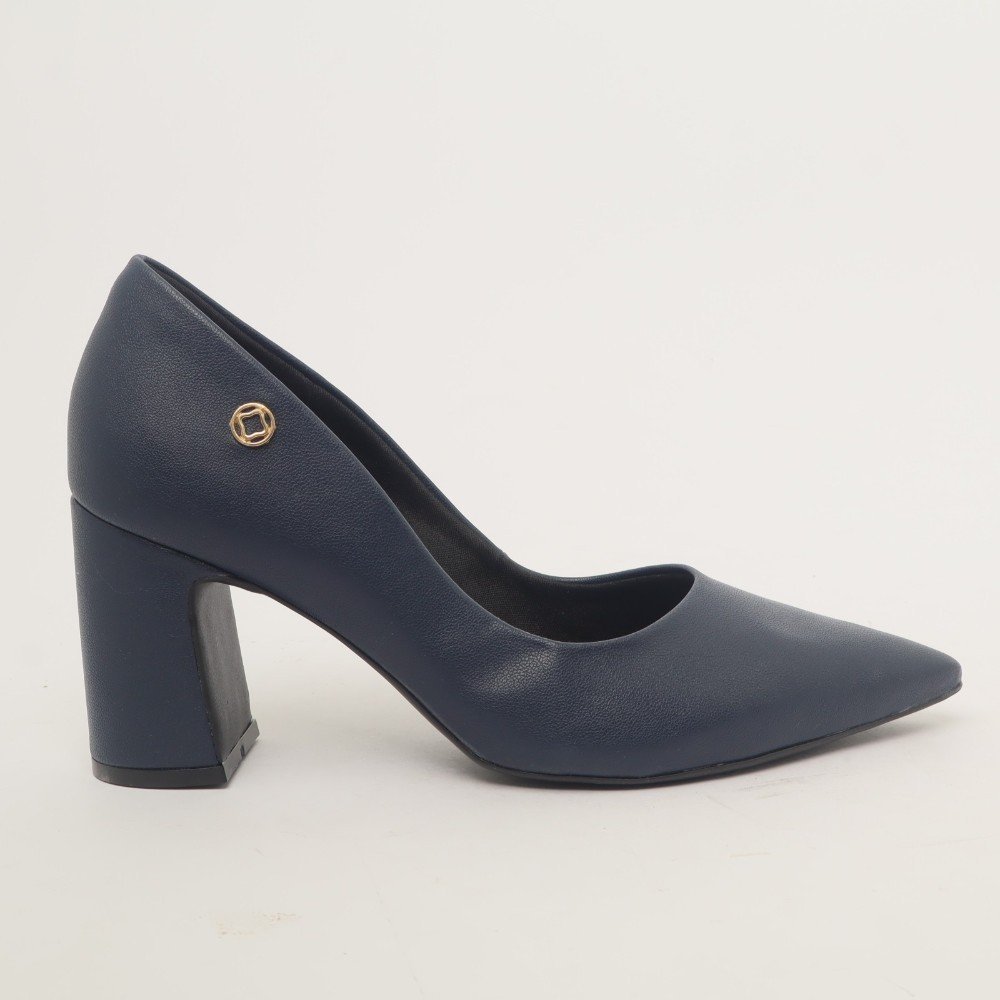 Scarpin Sapato Da Corte Salto Bloco Médio Liso