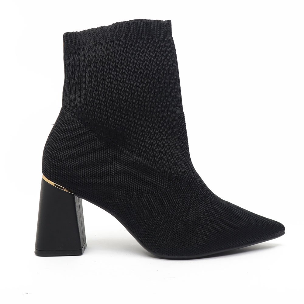 Bota Sapato Da Corte Salto Bloco Médio Cano Meia - Produto 59 Preto 1