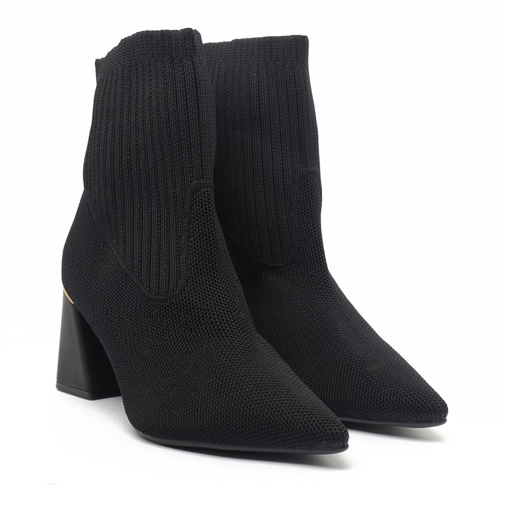 Bota Sapato Da Corte Salto Bloco Médio Cano Meia - Produto 59 Preto 3