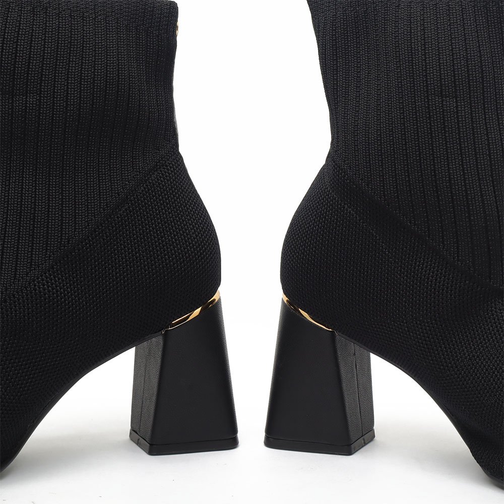 Bota Sapato Da Corte Salto Bloco Médio Cano Meia - Produto 59 Preto 5