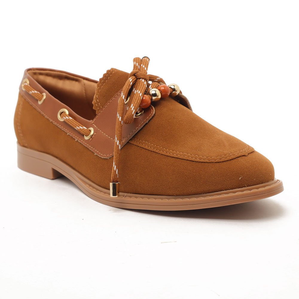 Mocassim Sapato Da Corte Bico Oval Cadarço Caramelo 2