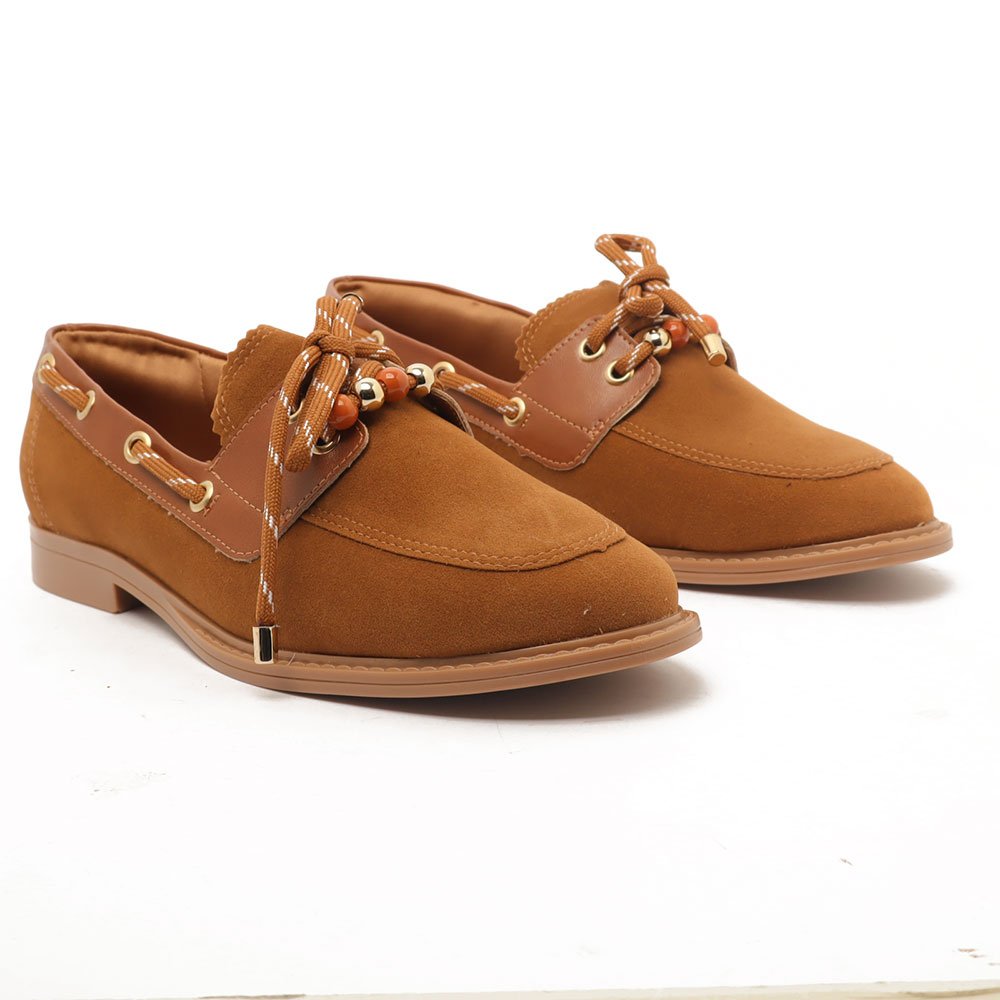 Mocassim Sapato Da Corte Bico Oval Cadarço Caramelo 3