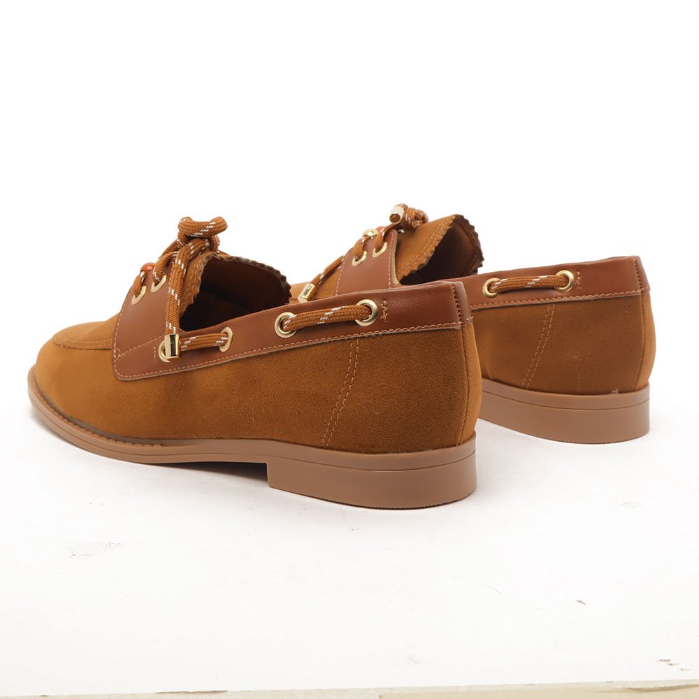 Mocassim Sapato Da Corte Bico Oval Cadarço Caramelo 4