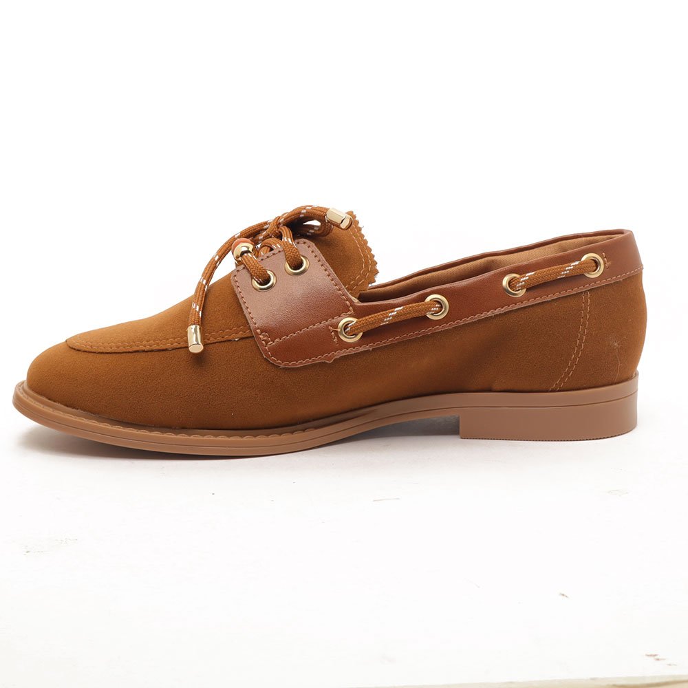 Mocassim Sapato Da Corte Bico Oval Cadarço Caramelo 6