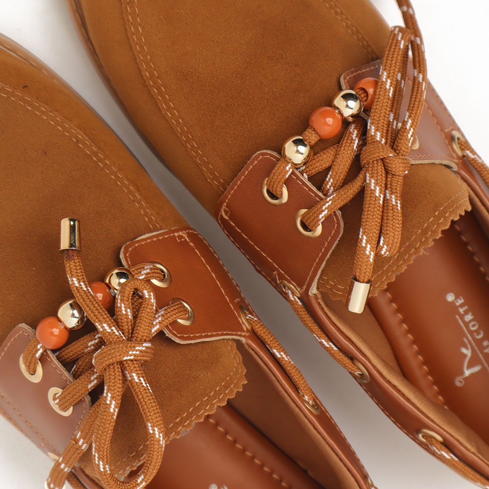 Mocassim Sapato Da Corte Bico Oval Cadarço Caramelo 7