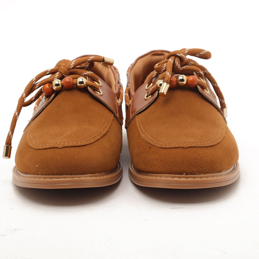 Mocassim Sapato Da Corte Bico Oval Cadarço Caramelo 8