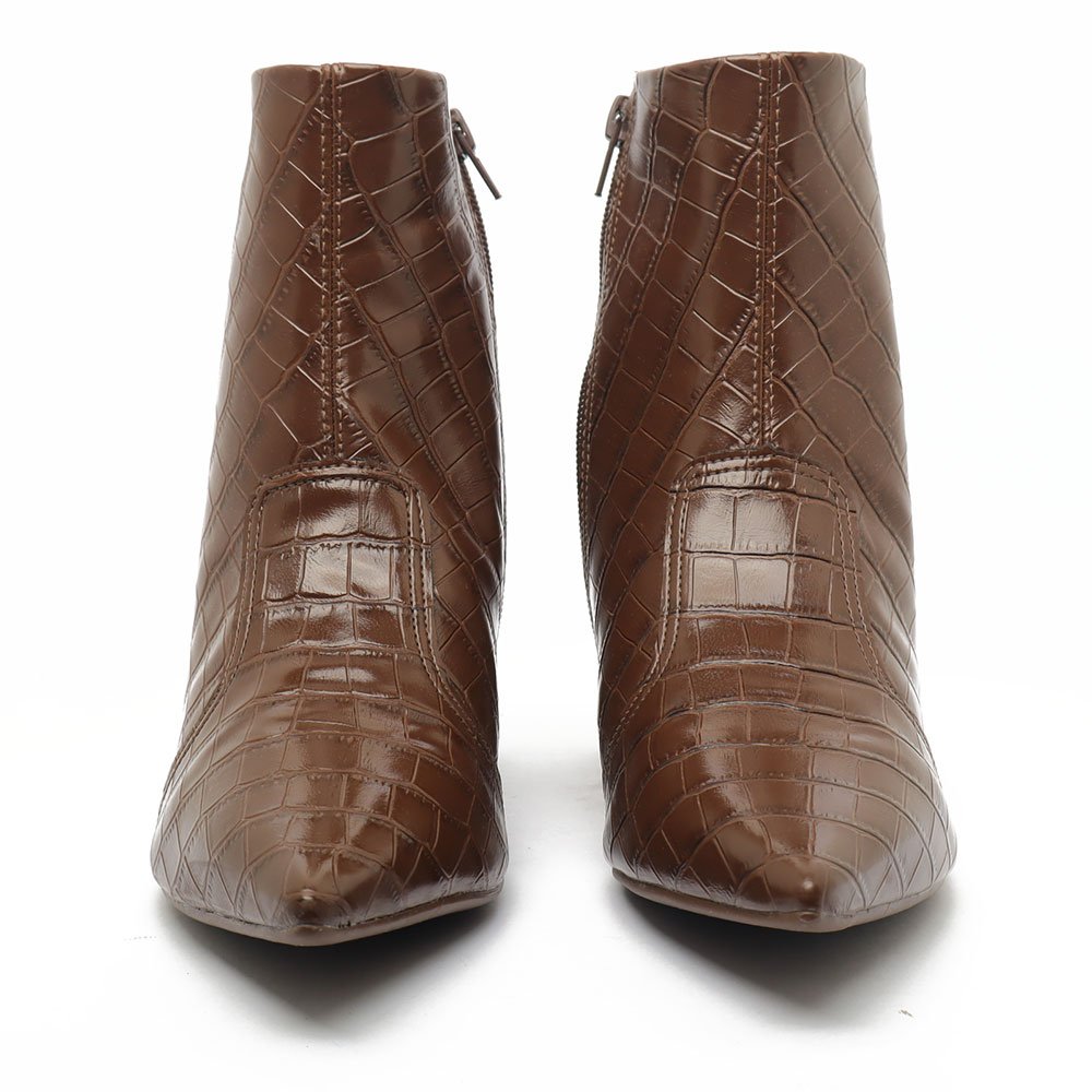Bota Sapato Da Corte Salto Bloco Baixo Cano Curto Café 5