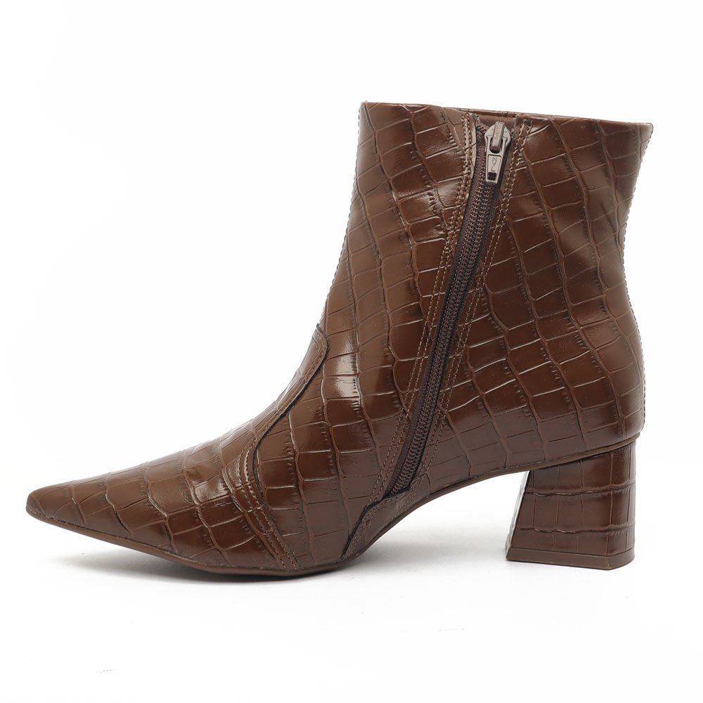 Bota Sapato Da Corte Salto Bloco Baixo Cano Curto Café 6