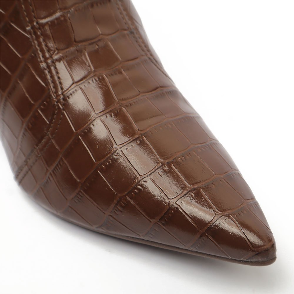 Bota Sapato Da Corte Salto Bloco Baixo Cano Curto Café 7