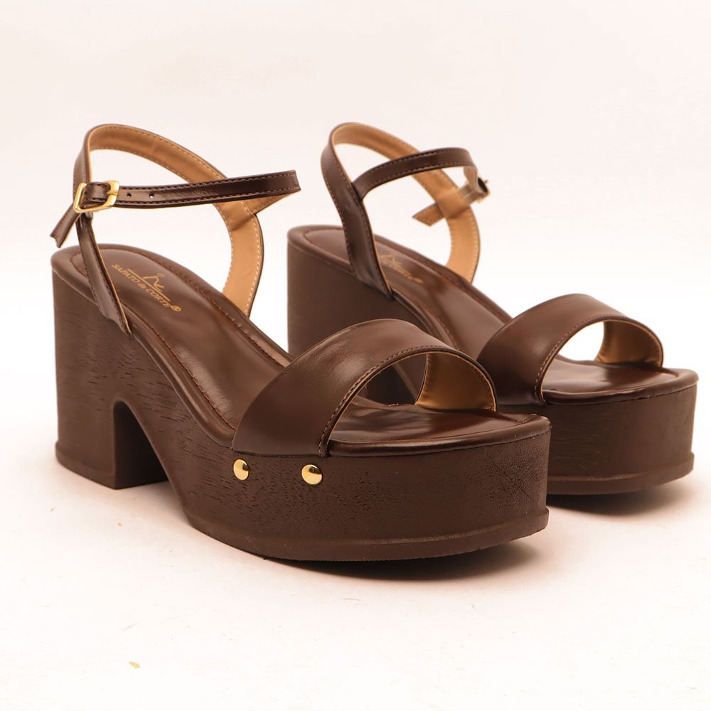 Sandália Sapato da Corte Salto Alto Clog Café 3