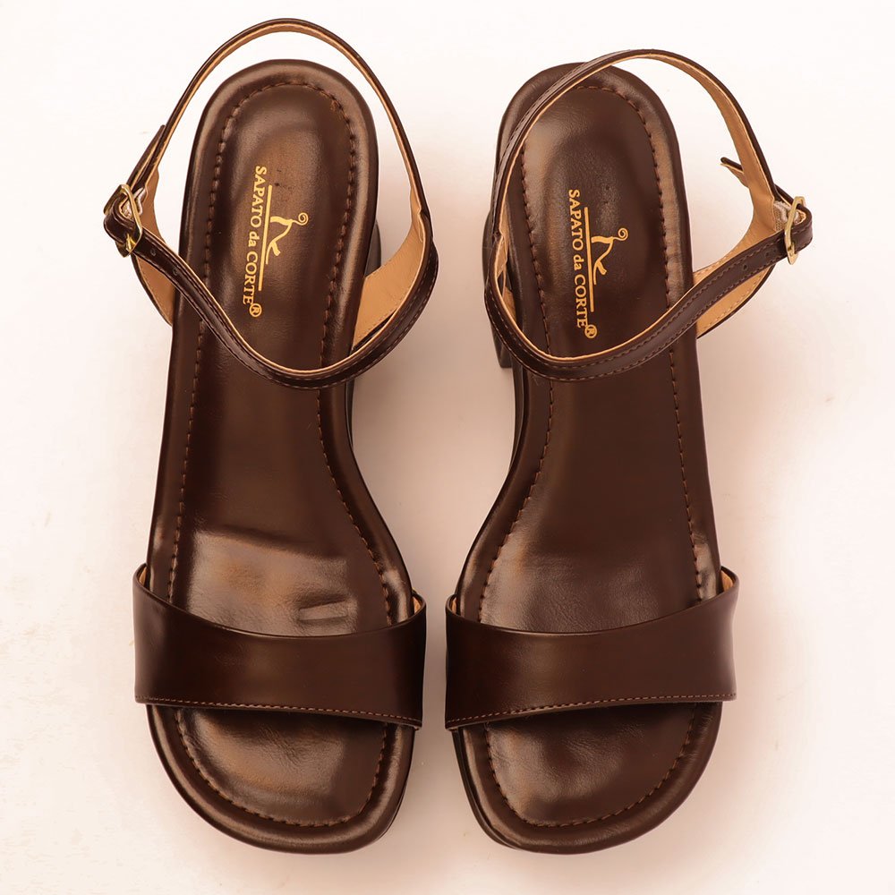 Sandália Sapato da Corte Salto Alto Clog Café 5