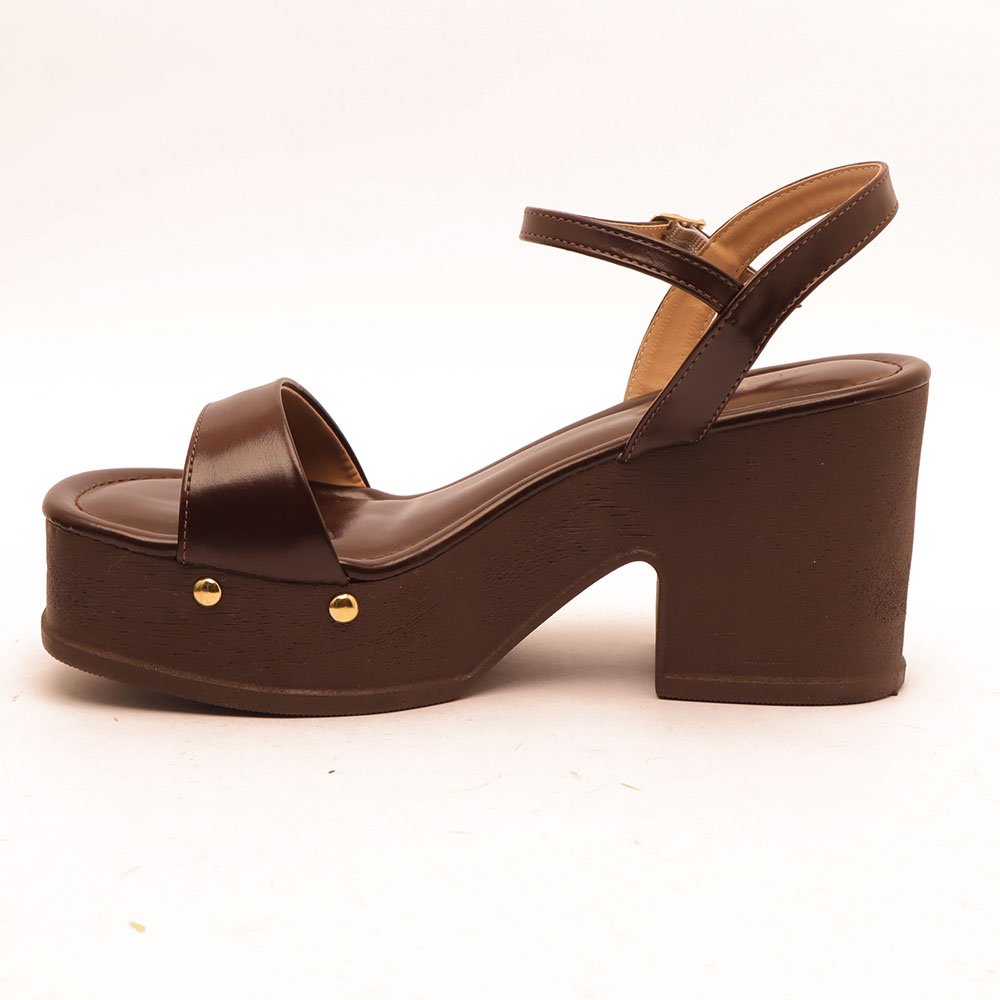 Sandália Sapato da Corte Salto Alto Clog Café 6