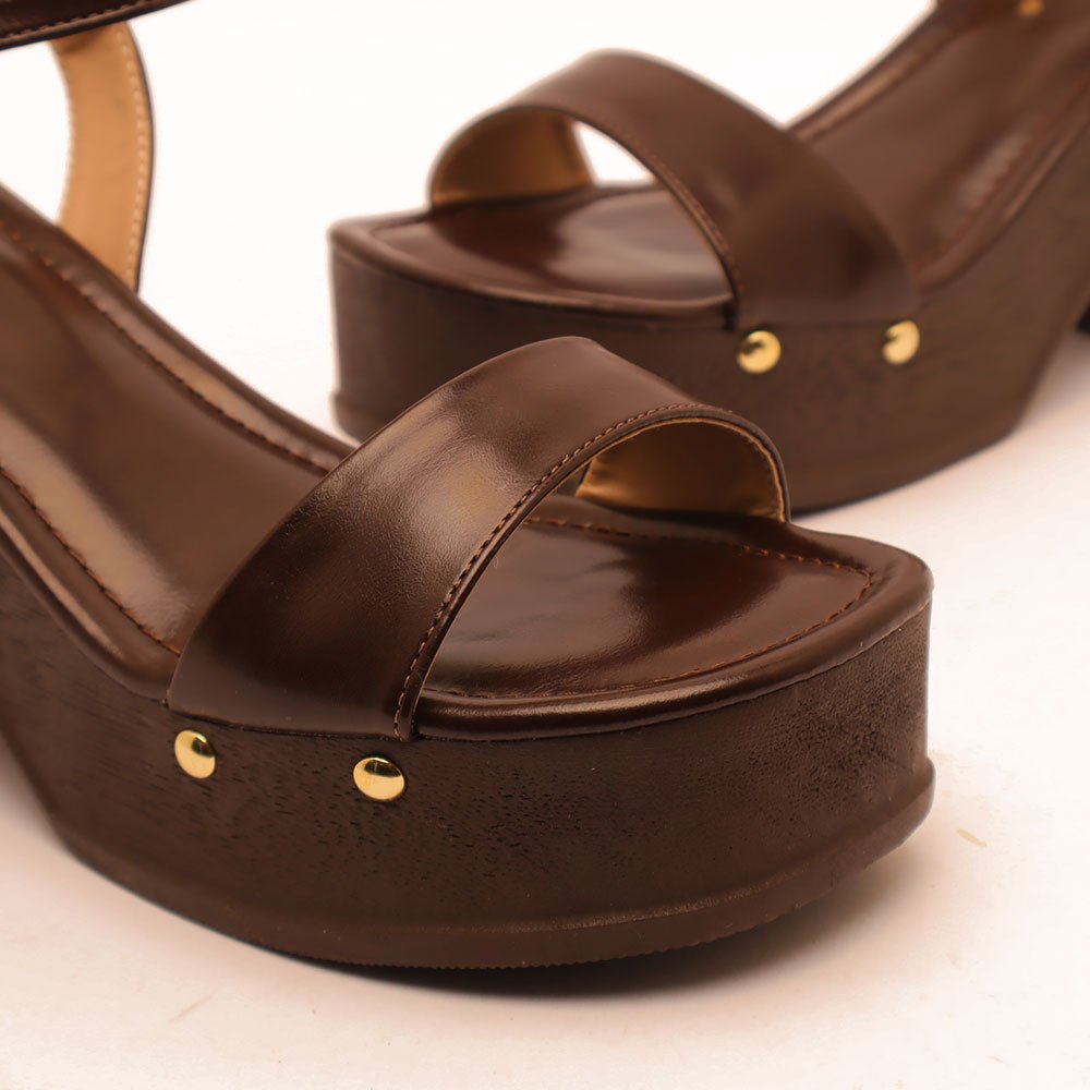 Sandália Sapato da Corte Salto Alto Clog Café 8