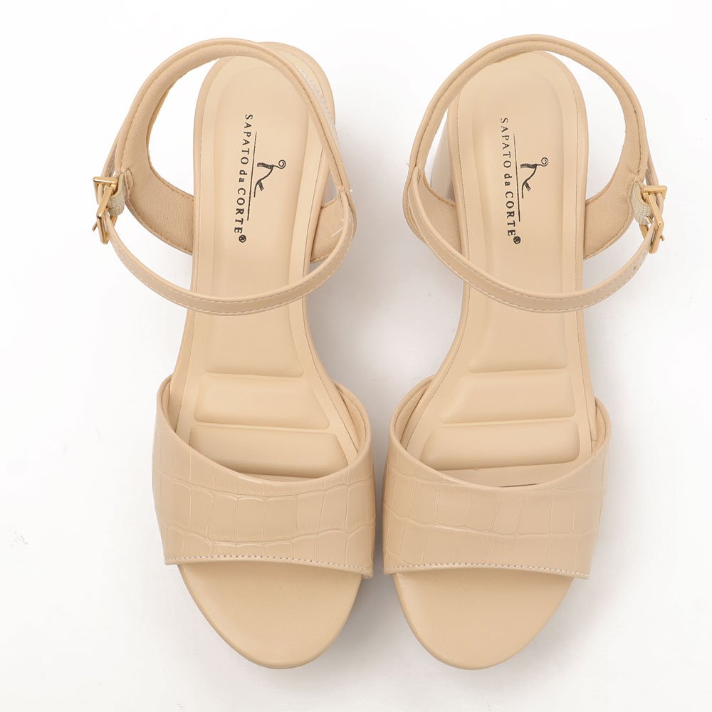 Sandália Feminina Sapato Da Corte Salto Bloco Médio Meia Pata Convencional Off White 5