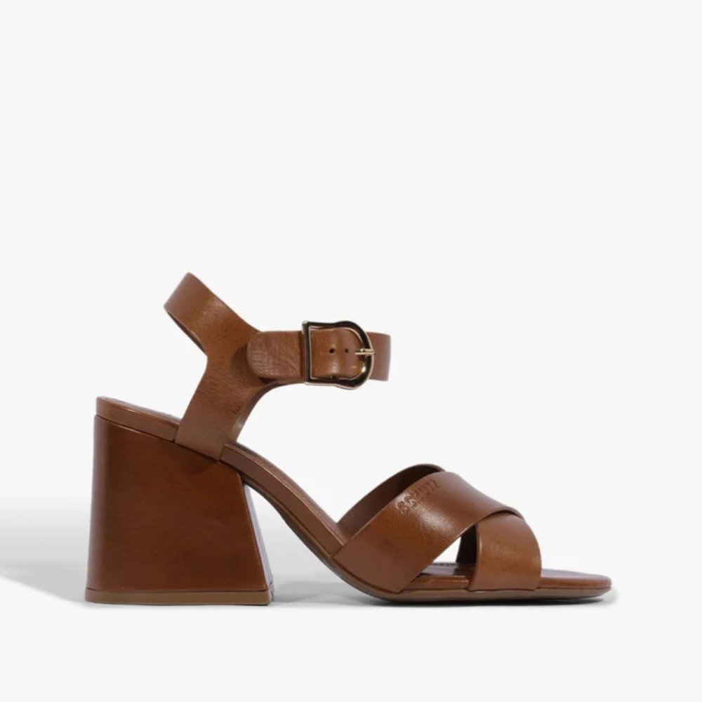 Sandália Feminina Schutz Daisy Salto Bloco Couro
