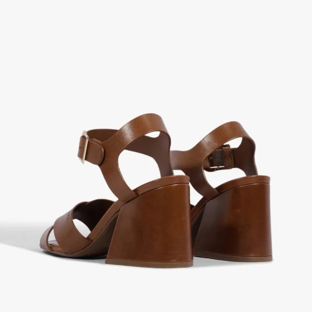 Sandália Feminina Schutz Daisy Salto Bloco Couro Marrom 3