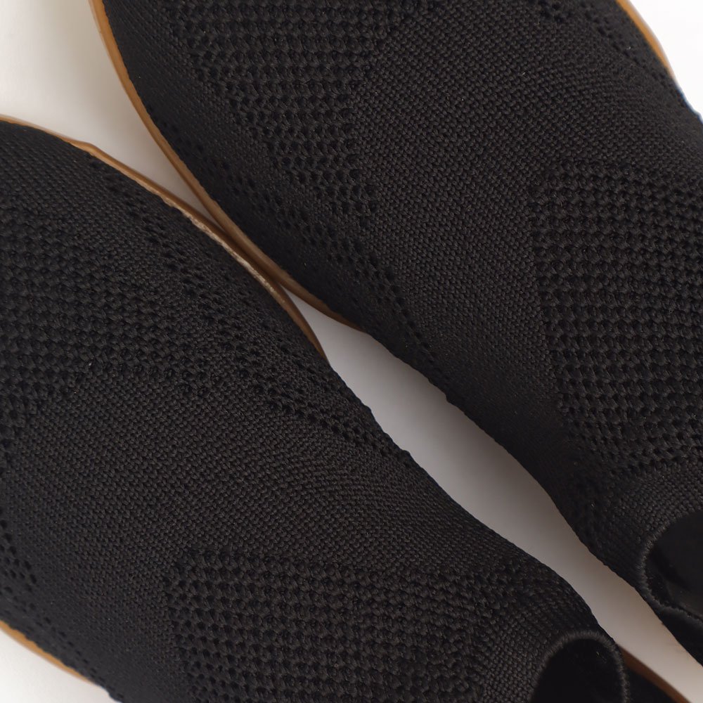 Tênis Feminino Sapato Da Corte Sola Baixa Knit Preto 6