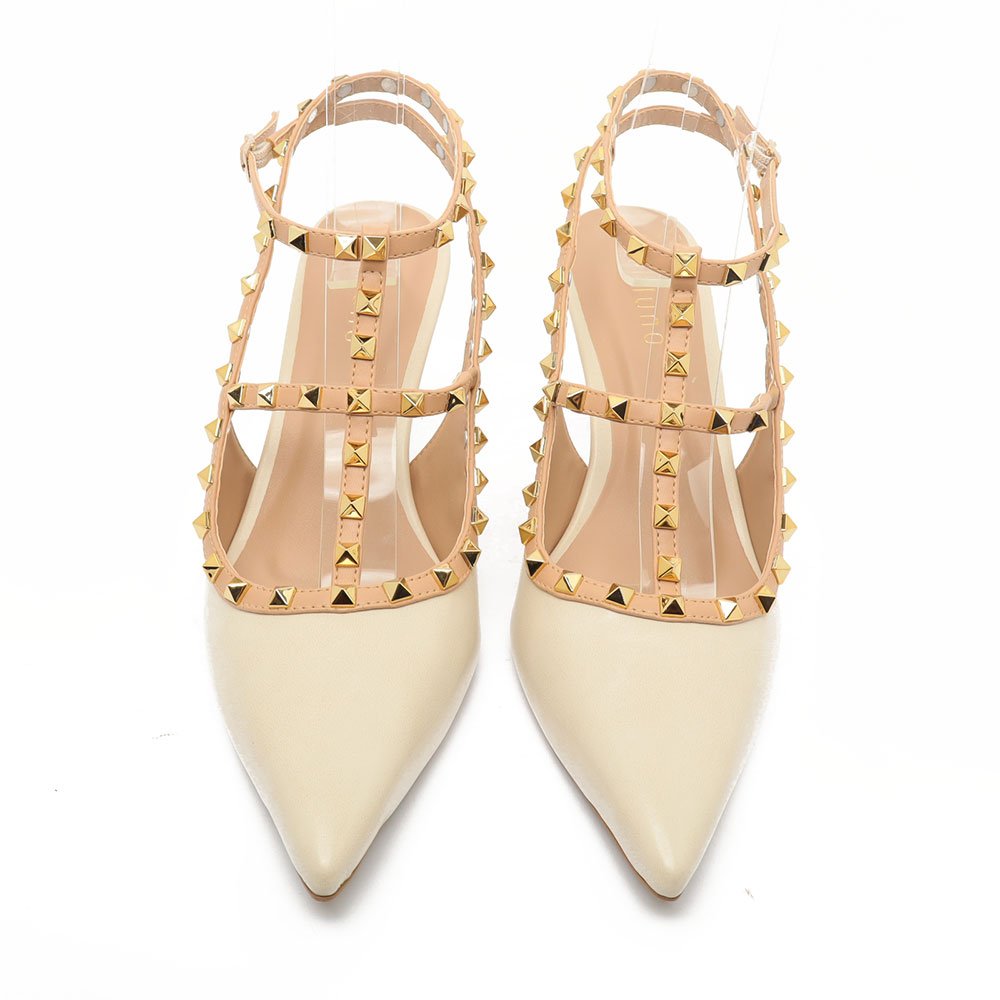 Slingback Belluno Salto Fino Médio Spikes Off White 5