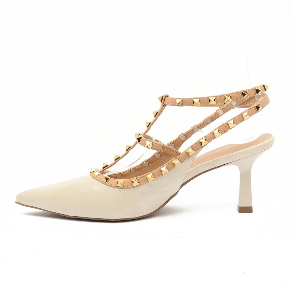 Slingback Belluno Salto Fino Médio Spikes Off White 6