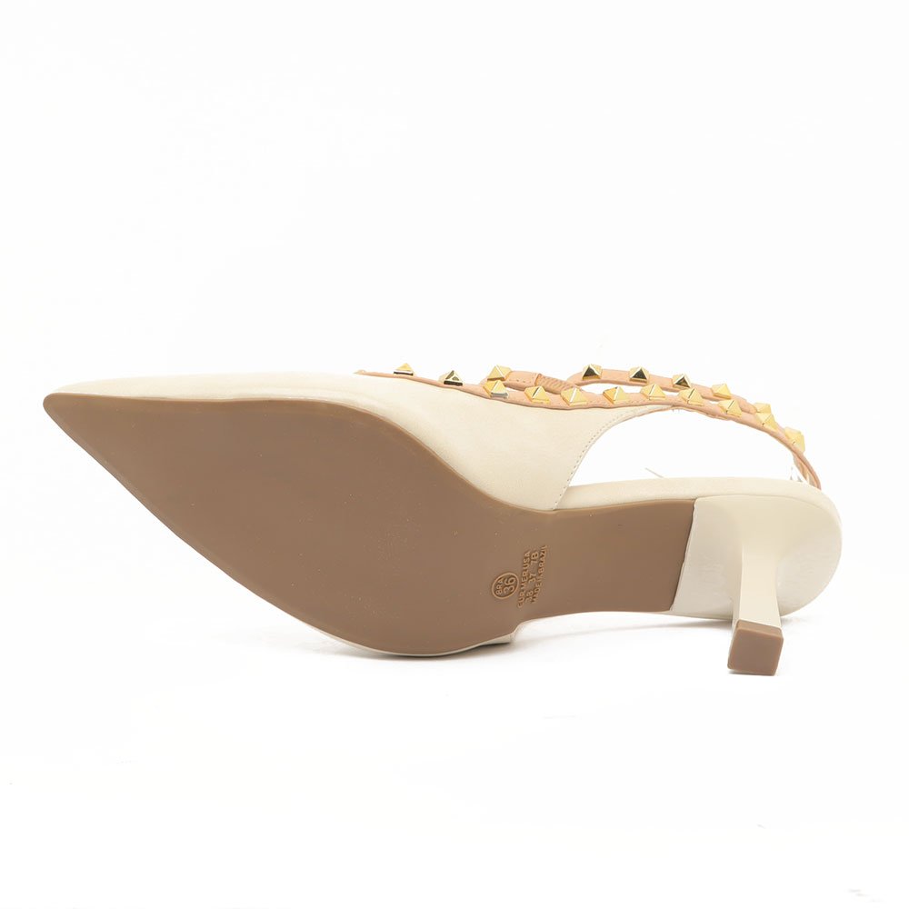 Slingback Belluno Salto Fino Médio Spikes Off White 9
