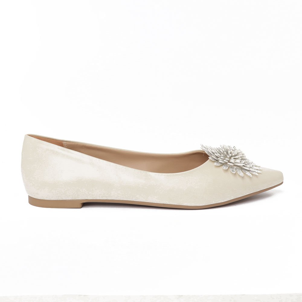 Sapatilha Feminina Sapato da Corte Bico Fino Flor de Strass