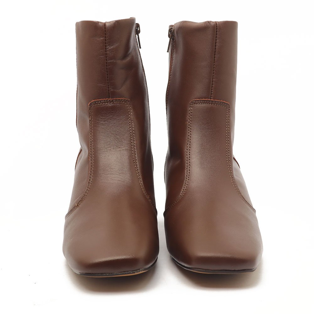 Bota Feminina Sapato Da Corte Salto Bloco Médio Couro -Produto 03 Chocolate 6