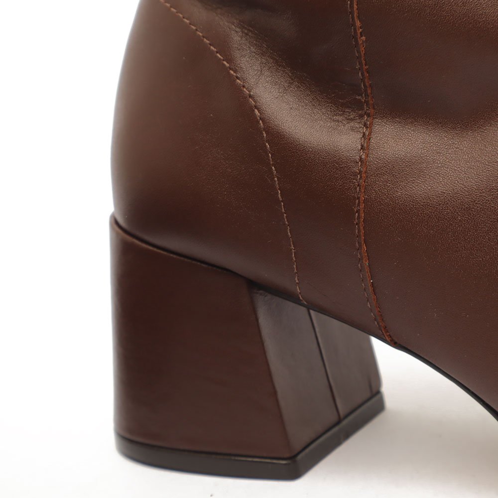 Bota Feminina Sapato Da Corte Salto Bloco Médio Couro -Produto 03 Chocolate 8