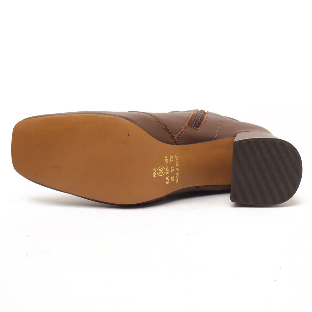 Bota Feminina Sapato Da Corte Salto Bloco Médio Couro -Produto 03 Chocolate 10