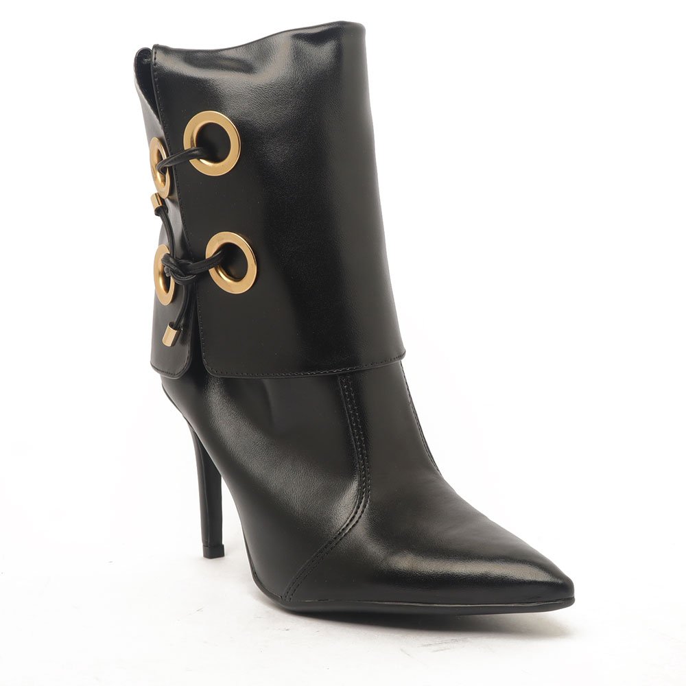 Bota Feminina Sapato Da Corte Salto Fino Alto Capa Ilhós Preto 2