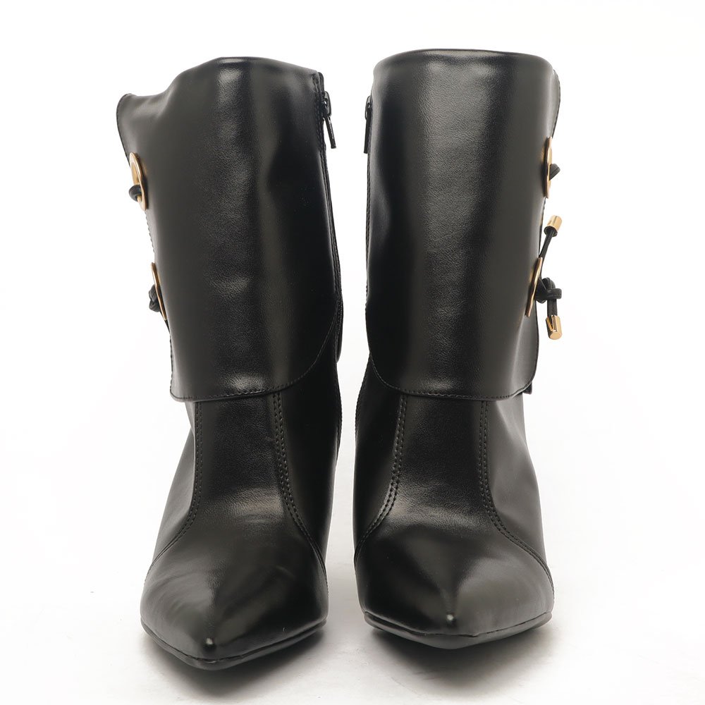 Bota Feminina Sapato Da Corte Salto Fino Alto Capa Ilhós Preto 6