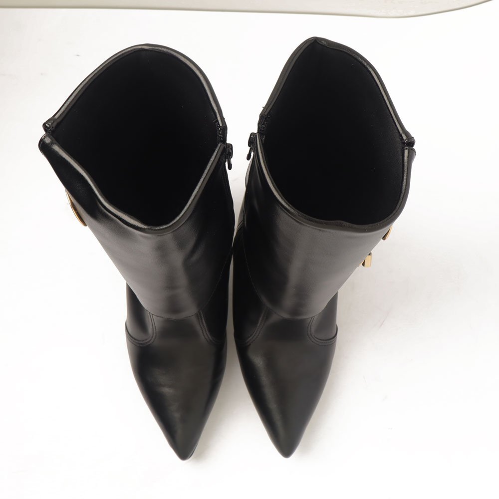 Bota Feminina Sapato Da Corte Salto Fino Alto Capa Ilhós Preto 8