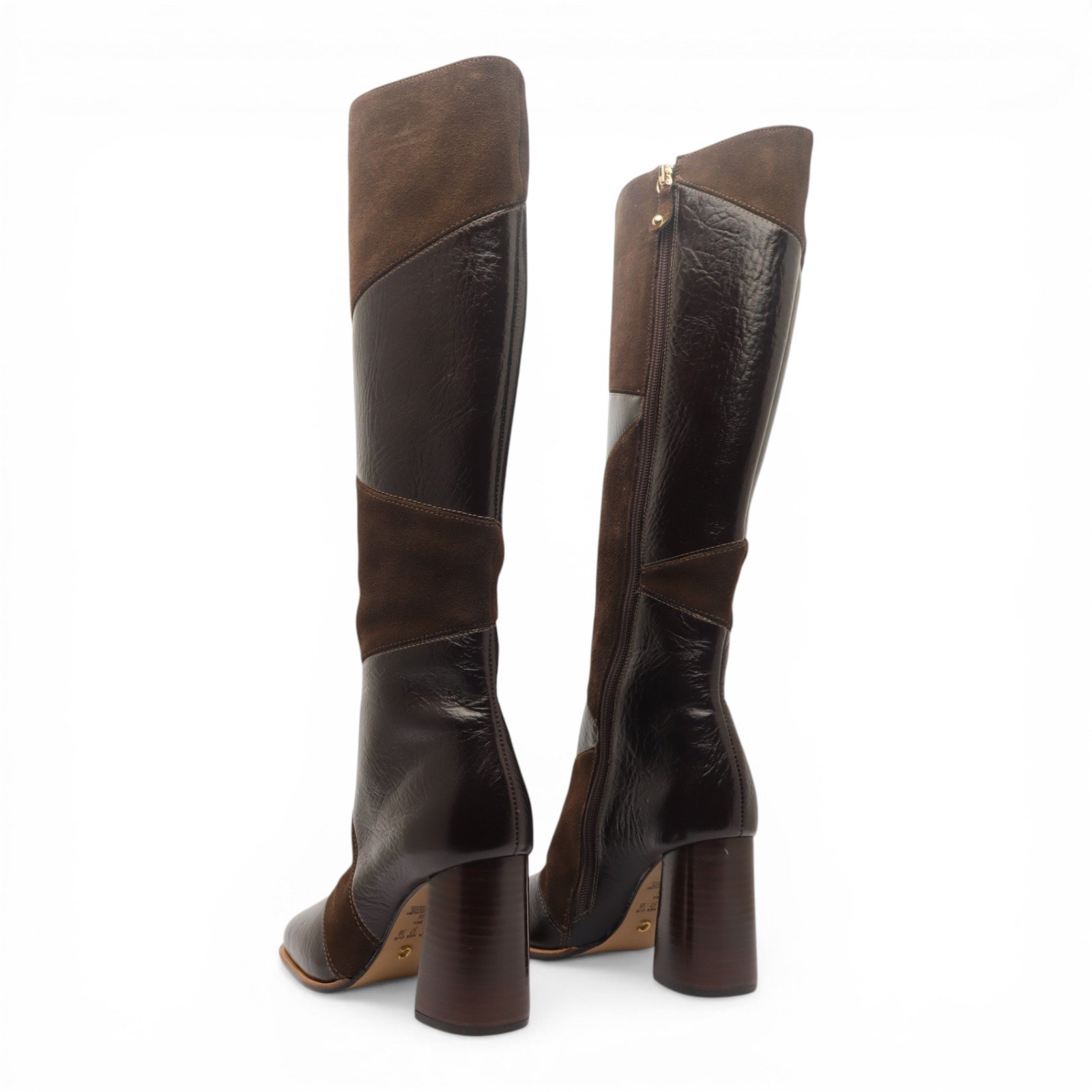 Bota Feminina Cecconello Salto Bloco Alto Cano Longo Couro Chocolate 6
