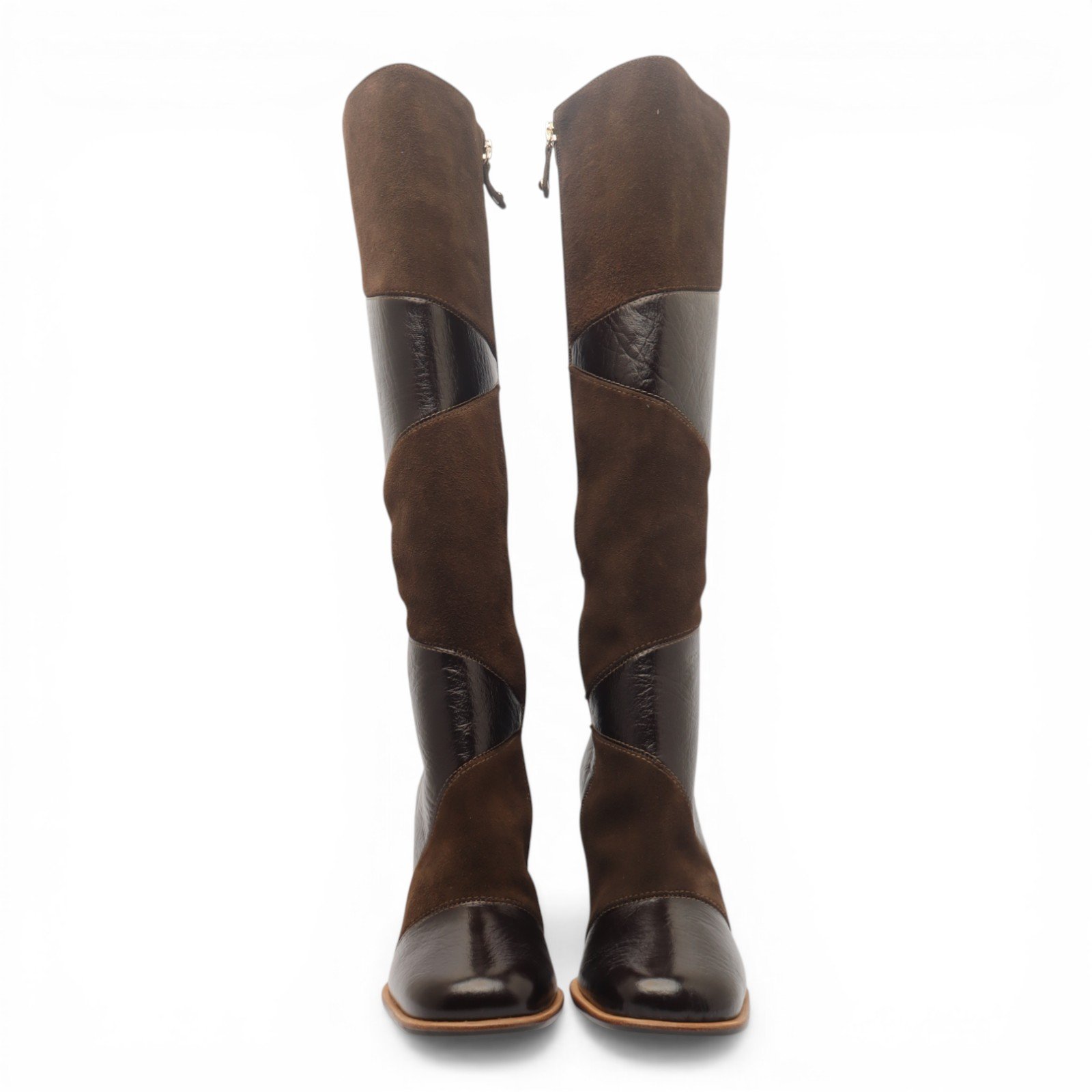 Bota Feminina Cecconello Salto Bloco Alto Cano Longo Couro Chocolate 7