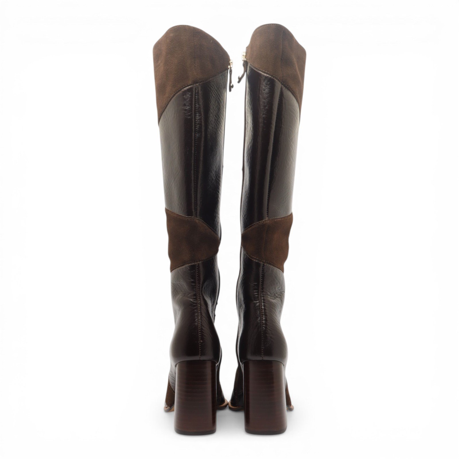 Bota Feminina Cecconello Salto Bloco Alto Cano Longo Couro Chocolate 9