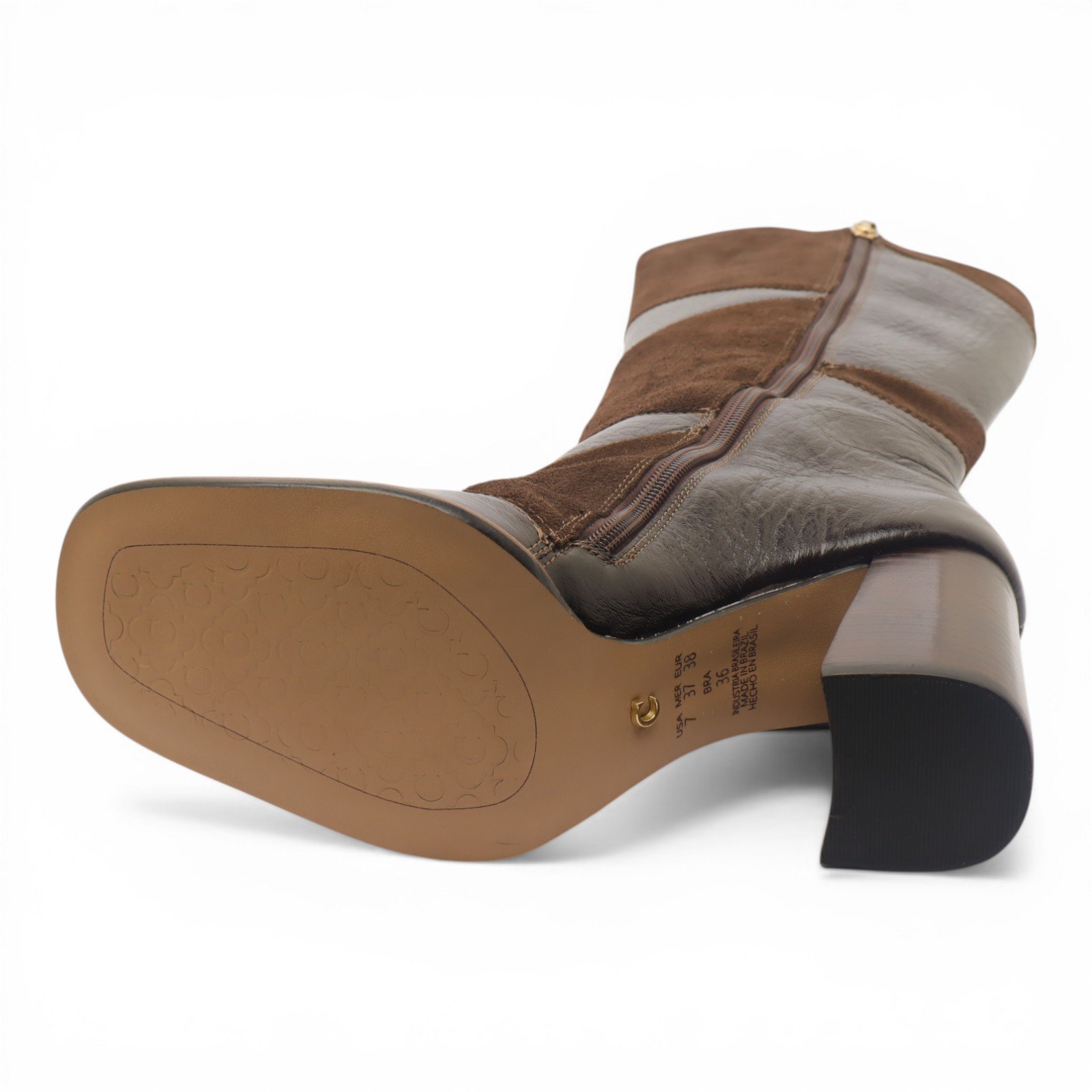 Bota Feminina Cecconello Salto Bloco Alto Cano Longo Couro Chocolate 2