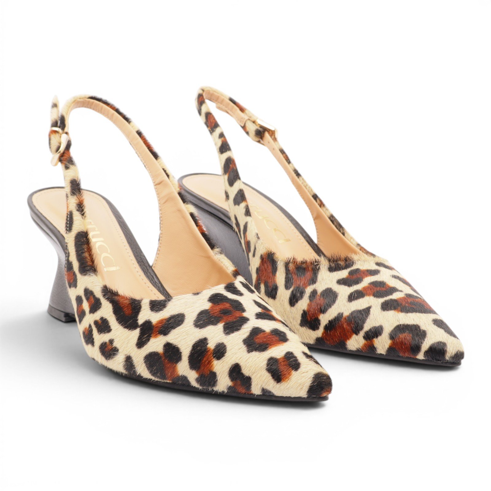 Slingback Ferrucci Salto Anabela Médio Onça 3