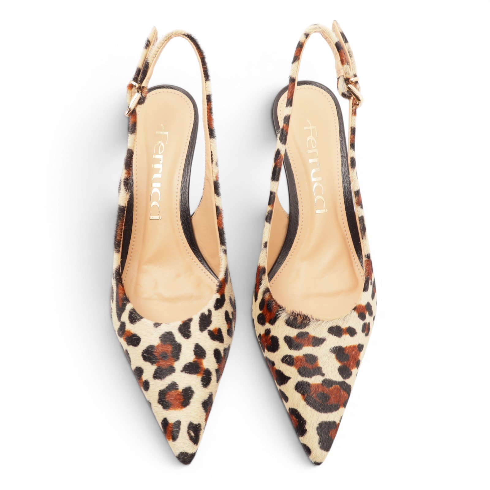 Slingback Ferrucci Salto Anabela Médio Onça 5