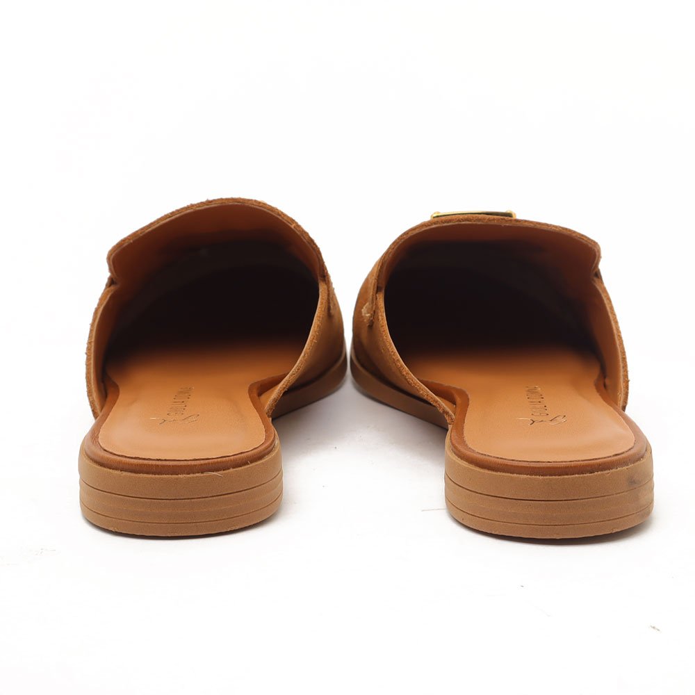 Mule Feminino Giulia Domna Nobuck Logo Caramelo 2