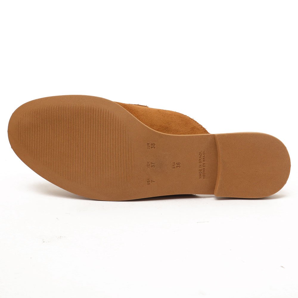 Mule Feminino Giulia Domna Nobuck Logo Caramelo 10