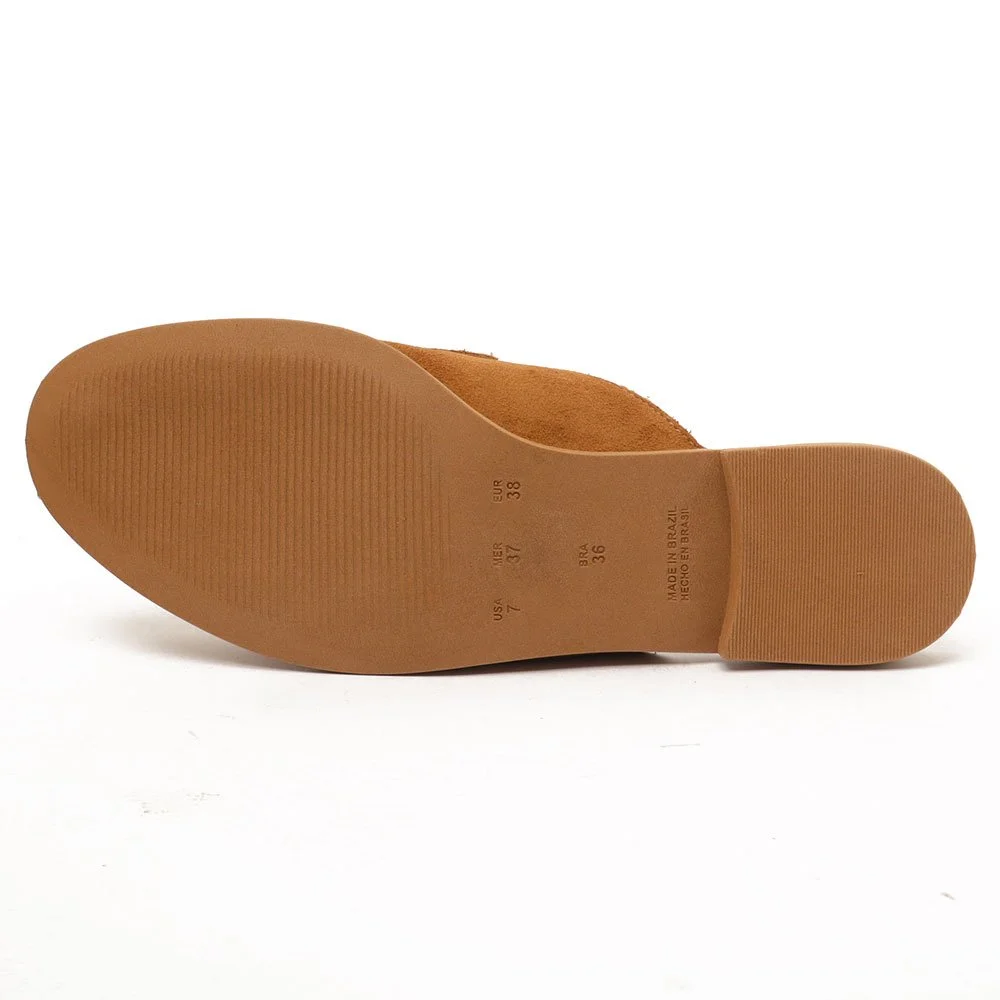Mule Feminino Giulia Domna Nobuck Logo Caramelo 10