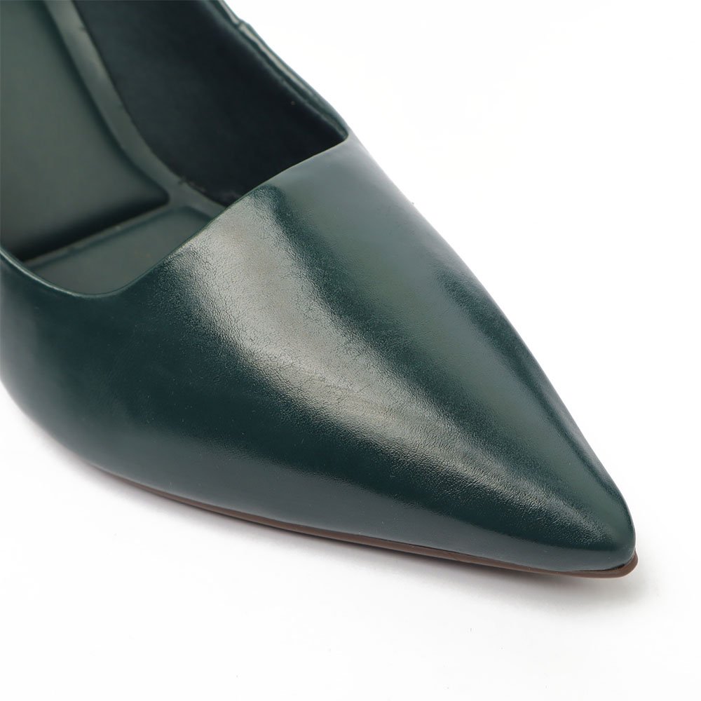 Scarpin Sapato Da Corte Salto Bloco Médio Bico Fino Verde 7