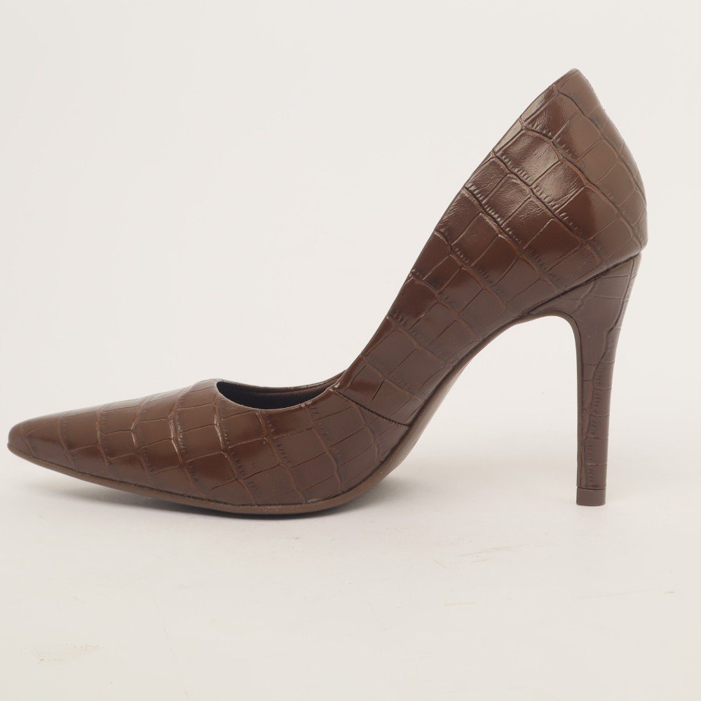 Scarpin Sapato Da Corte Salto Fino Alto Tradicional Café 6