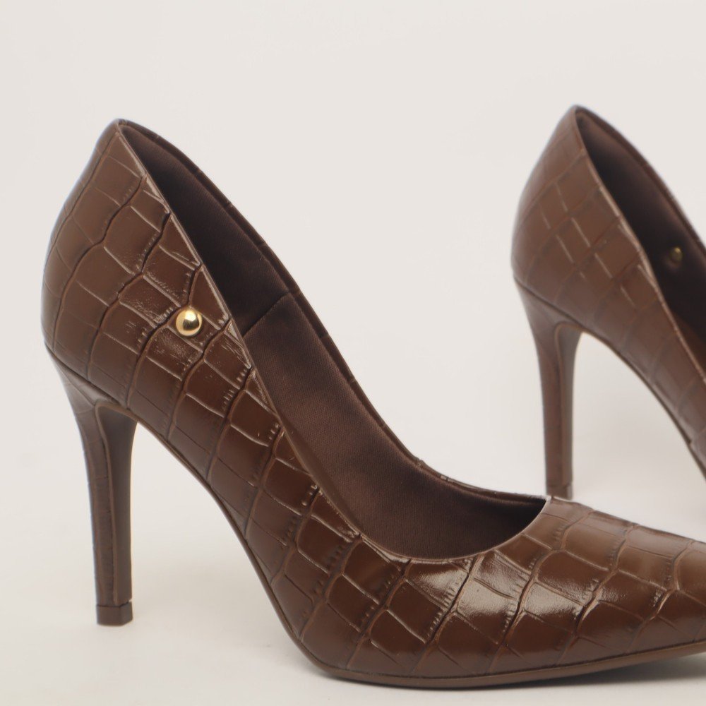 Scarpin Sapato Da Corte Salto Fino Alto Tradicional Café 8