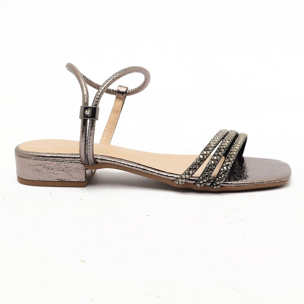 Sandália Flat Sapato da Corte Salto Bloco Baixíssimo Calce Fácil Strass