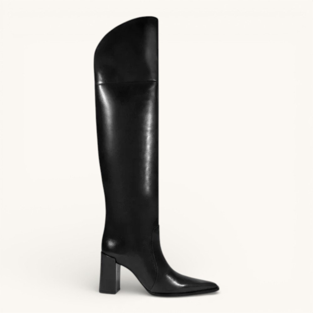 Bota Schutz Over The Knee Salto Bloco Couro