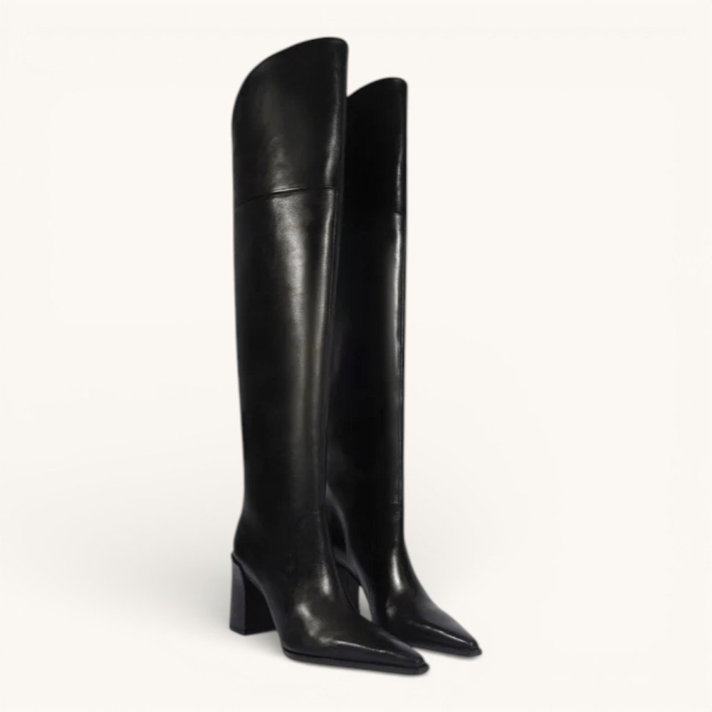 Bota Schutz Over The Knee Salto Bloco Couro Preto 2