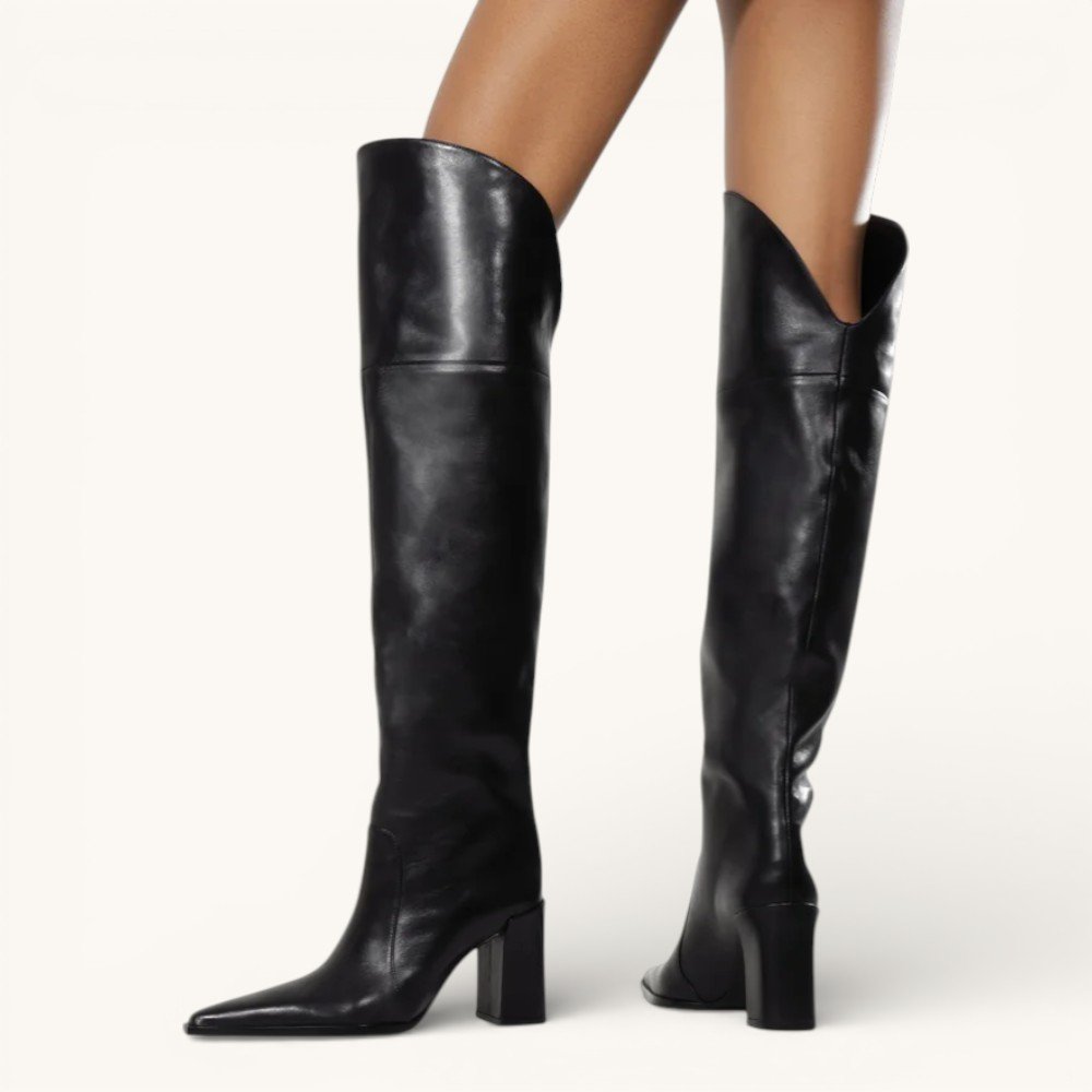 Bota Schutz Over The Knee Salto Bloco Couro Preto 3