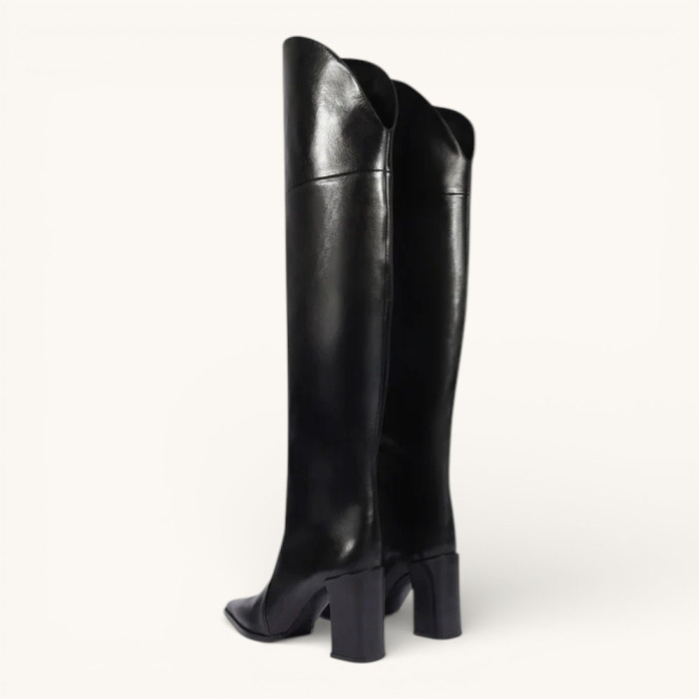 Bota Schutz Over The Knee Salto Bloco Couro Preto 4