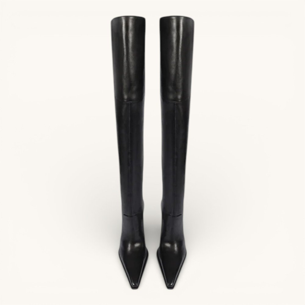 Bota Schutz Over The Knee Salto Bloco Couro Preto 5